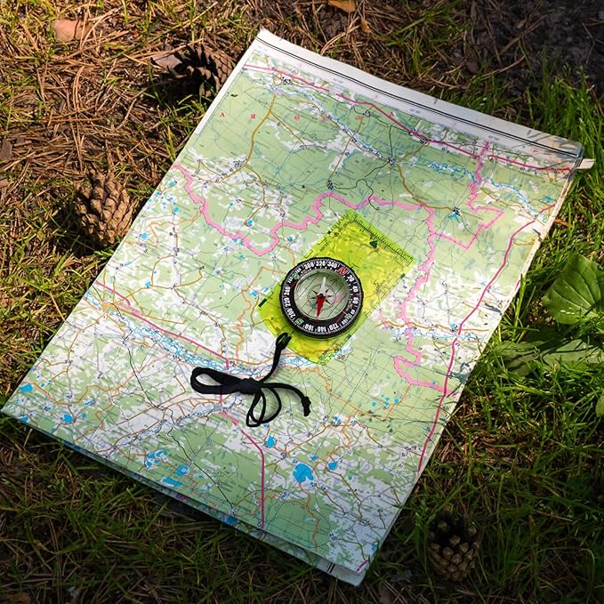 Posinly Advanced Orienteering Compass - Survival Whistle, Map Reading Field Compass for Camping, Hiking & Navigation, Great for Kids