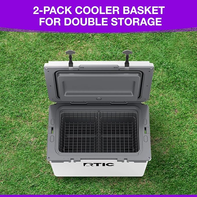 2-Pack Cooler Basket for RTIC 52 & 72 Qt Ultra-Light Coolers – Double Cooler Rack for Double Storage & Heavy-Duty Wire Organizer Will Not Fit for RTIC 32 Coolers