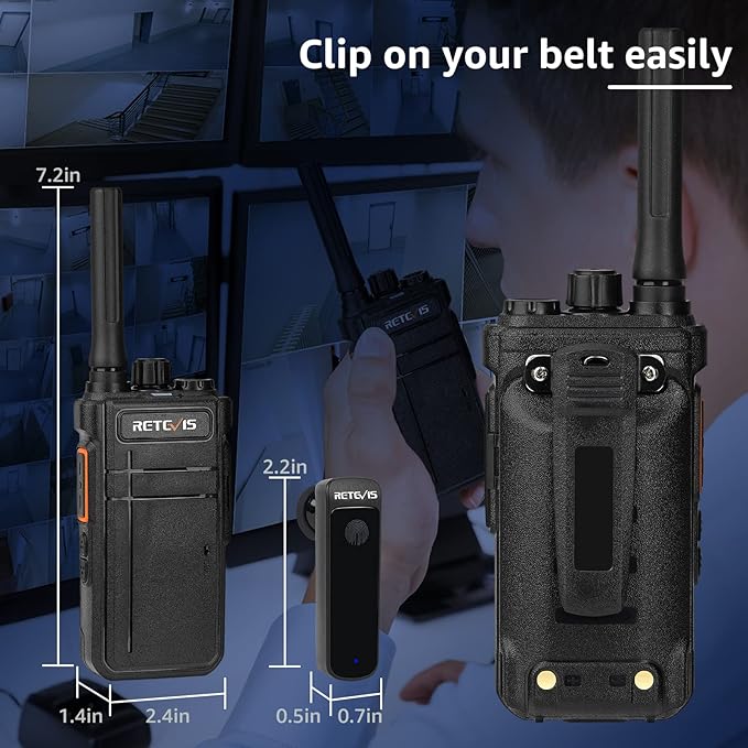 Retevis RB37 New Version,Bluetooth Walkie Talkies,2 Way Radio with Earpiece,VOX,2000mAh,USB-C,Wireless Walkie Talkie for School Hospital Retail Manufacture (4 Pack)