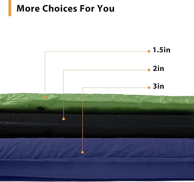 Ubon Sleeping Foam for One Person Fast Self Inflating Camping Pad 3 Inch Extra Thickness Camping Foam Pad Thick Inflatable Moisture-Proof Foam - Black