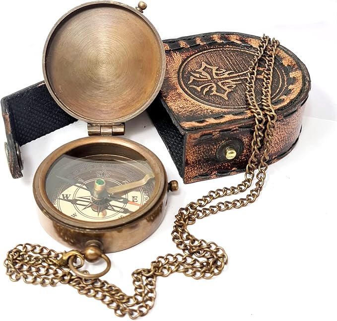 Brass Nautical - Brass Compass Engraved Gift for Son, Grandson, Daughter, Baptism, Confirmation Communion Godson Church Graduation Day