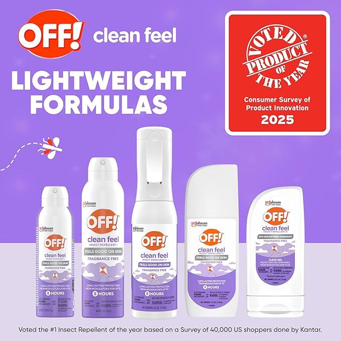 OFF! Clean Feel Insect Repellent Aerosol with 20% Picaridin, Bug Spray with Long Lasting Protection from Mosquitoes, Feels Good on Skin, 5 oz