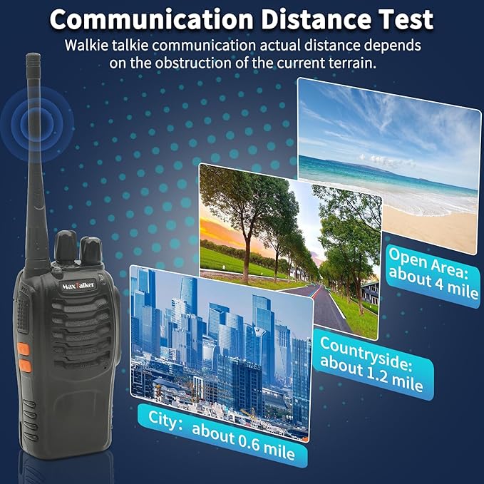 Walkie Talkies Rechargeable Two-Way Radios: MaxTalker Walkie Talkie Earpiece with Mic, Portable UHF Radio with 6 Way Multi Unit Charger, 6 Pack Long Range Walkie Talkies for Adults Team Management