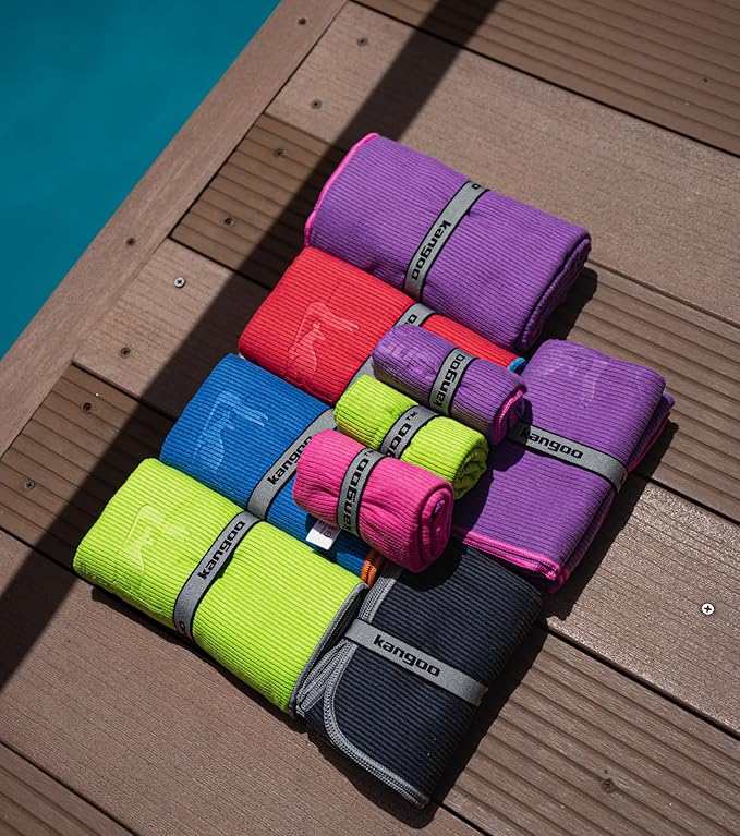 Kangoo Ribbed Microfiber Towel – Super Absorbent and Quick Dry, Suitable for Travel, Beach, Camping, Gym, Pool, Yoga (Fuchsia)