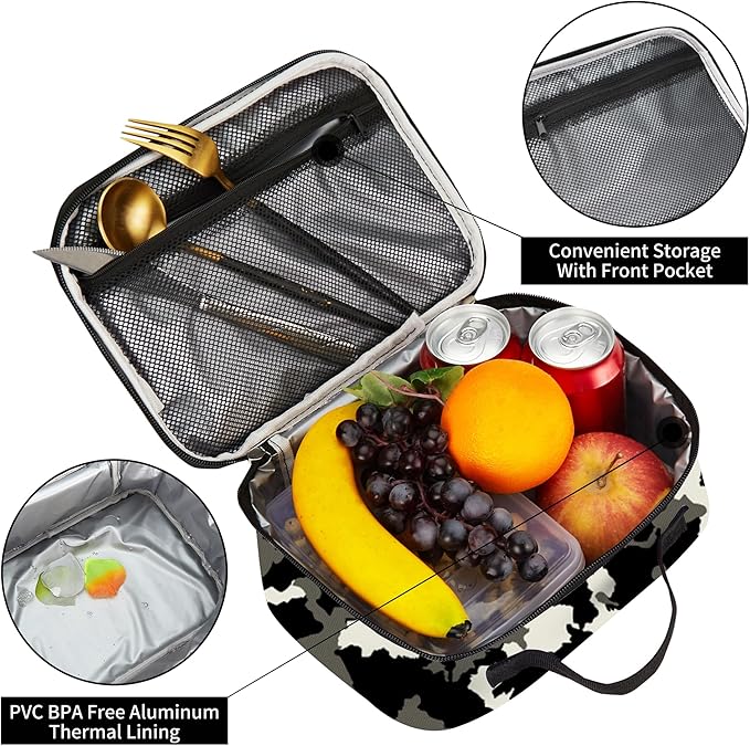 rickyh style Lunch Box with Padded Liner, Spacious Insulated Lunch Bag Durable Thermal Lunch Cooler Pack with Strap for Men Women Boys Girls Adults School Sports Beach Picnic Work Camp,2 Pocket