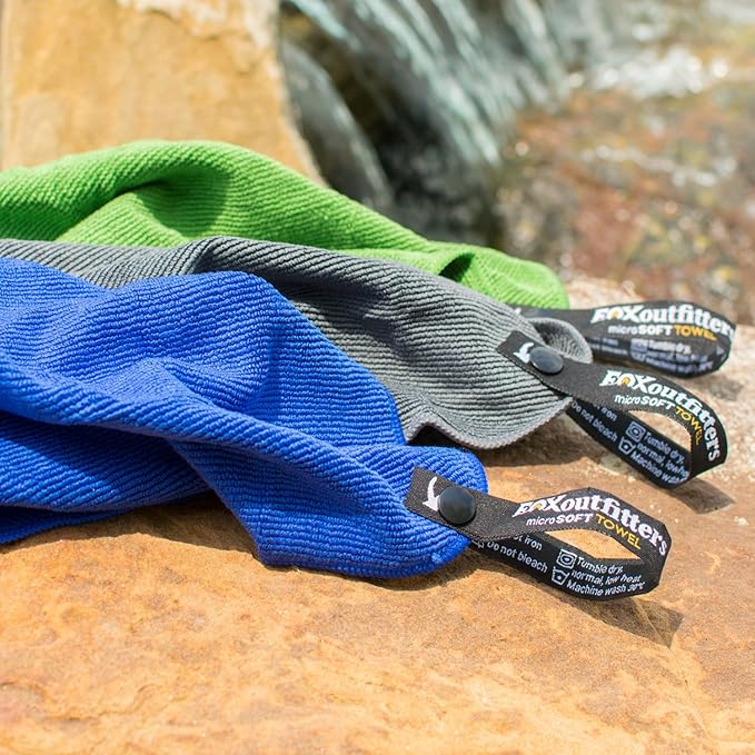 Microsoft Towel - Ultra Compact Soft Dry Microfiber Camping & Travel Towel with Hang Loop Snap. Lightweight & Great for Backpacking, Hiking, Sports. (Grey, Medium)