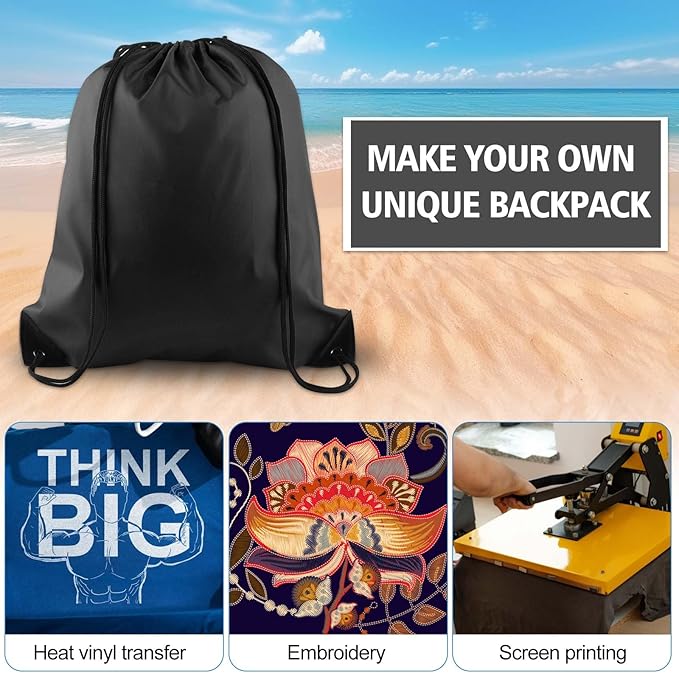 KUUQA 2 Pcs Drawstring Backpack Bags Bulk Sports Cinch Sack String Backpack Storage Bags for Gym Traveling(Black, Red)