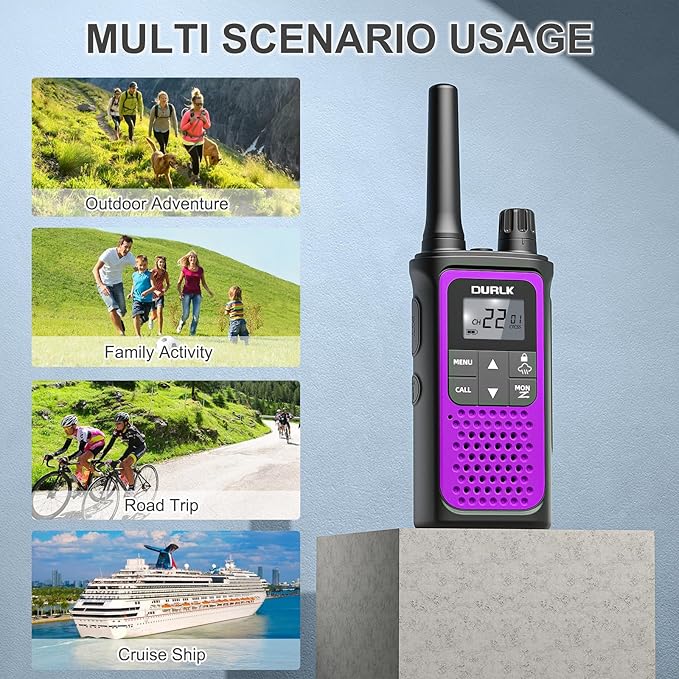 Walkie Talkies Long Range for Adults - Rechargeable Walkie Talkies Two Way Radios 22 FRS Channels, NOAA Weather Alerts, 1800mAh Li-ion Battery, LED Flashlight, VOX for Hiking Camping Cruise (4 Pack)