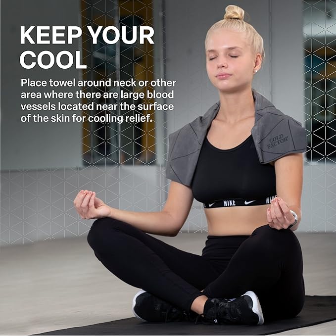 COLD FACTOR Cooling Neck Towel-Chill Pad Lasts 5 Hours Premium PVA Cooling Towel for Neck and Face-UPF 50+(Gray)
