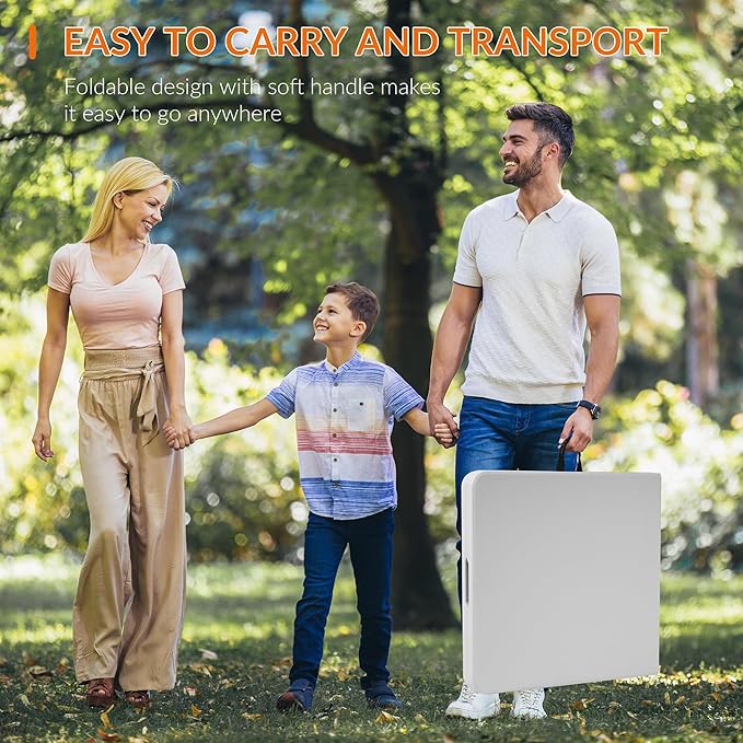 Folding Table, 4 Feet Heavy Duty Fold-in-Half Utility Table Indoor Outdoor for Camping, Picnic, Party