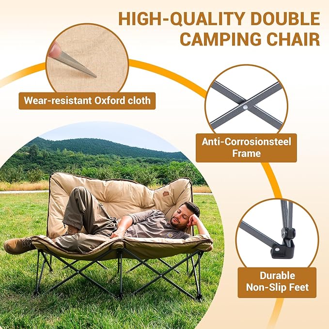 KingCamp Butterfly Chair, Oversized Thick Padded Comfy Camping Chairs Portable Folding Chair 400lbs Heavy Duty Seat with High Backrest & Carry Bag for Outdoor Indoor Patio Lawn Home Living Bed Room