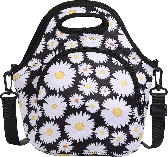 Neoprene Lunch Bag, Thermal Insulated Lunch Tote Bag with Detachable Shoulder Straps, Lightweight & Reusable Lunch Bag for Women Men
