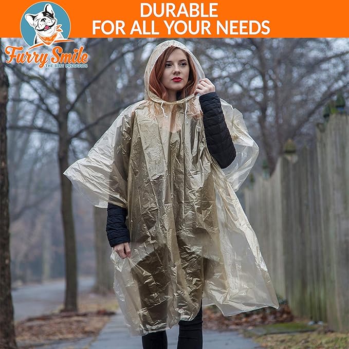 Disposable Rain Ponchos Family Pack for Adults and Teens - Lightweight Emergency Waterproof Rain Poncho for Women and Men with Drawstring Hood – Travel Rain Poncho- 5 Pack (Multi Color)