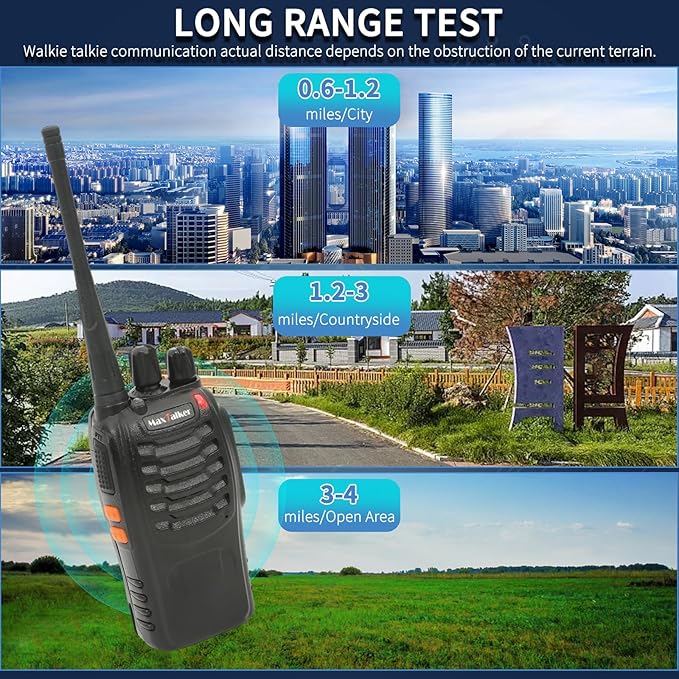Walkie-Talkies Long Range 2-Way Radios: MaxTalker Rechargeable Walkie Talkies for Adults, Walkie Talkie Earpiece with Mic, Walky Talky with VOX Flashlight and Charger for Home and Outdoor(6 Pack)