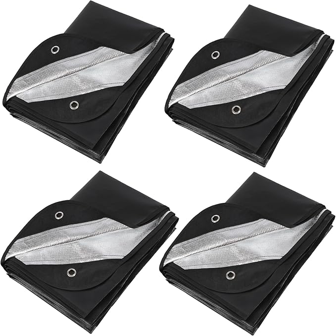 RedSwing 4 Pack Emergency Blankets, Waterproof Survival Thermal Tarp, Multipurpose Reflective Insulated All Weather Blankets for Camping Hiking, Black