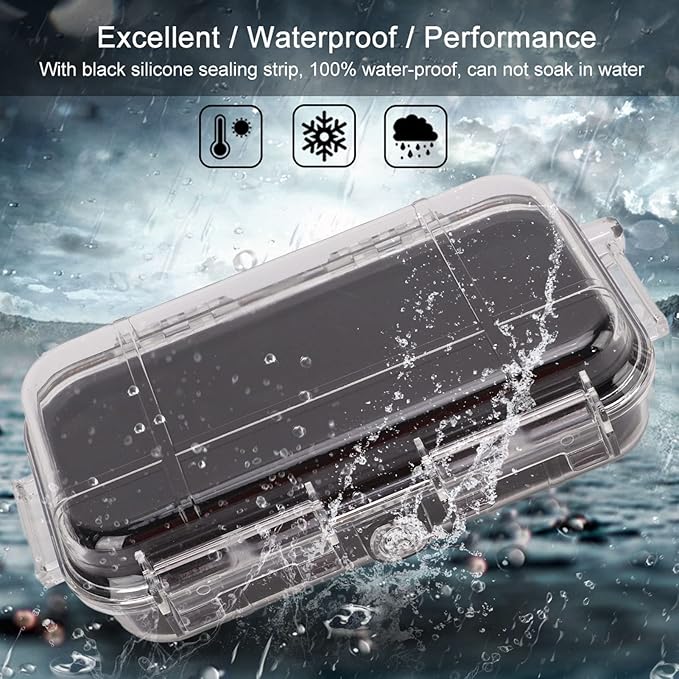 Waterproof Survival Storage Box Plastic Shockproof Box with Shock Absorption Liner Transparent Outdoor Dry Airtight Case for Camping Hiking
