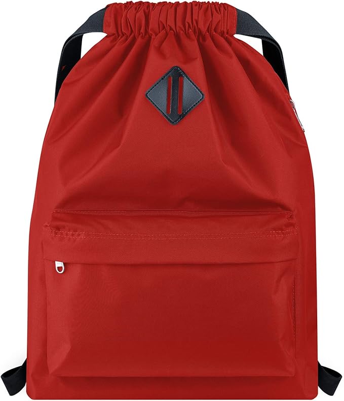 Vorspack Drawstring Backpack Water Resistant String Bag Sports Gym Sack with Side Pocket for Men Women