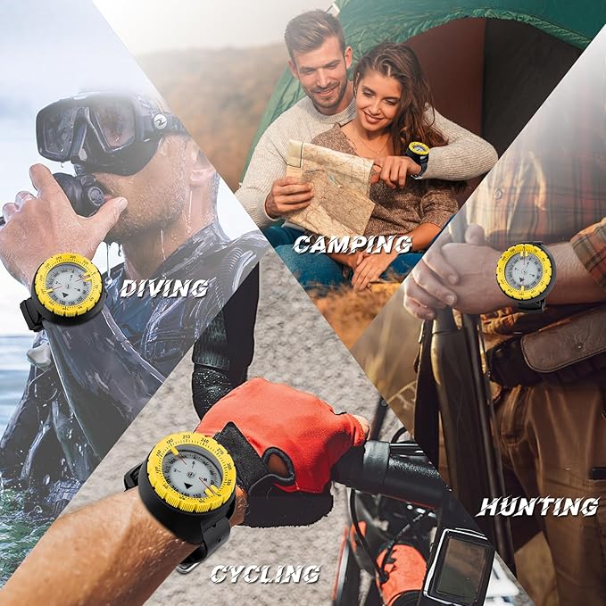 Scuba Compass, Professional Waterproof 5ATM Dive Wrist Compass with TPU Band for Outdoor Sports Diving, Sailing, Hiking, Survival Emergency