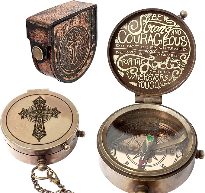 Brass Nautical - Brass Compass Engraved Gift for Son, Grandson, Daughter, Baptism, Confirmation Communion Godson Church Graduation Day