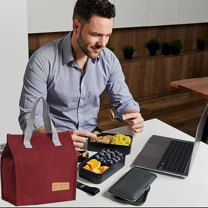 Lunch Bag for Women/Men,Waterproof Reusable Portable Lunch Tote,Lunch Box Bag.Thermal Cooler Bag Ideal for Work/Party/l/Travel/Picnic(Light Red)