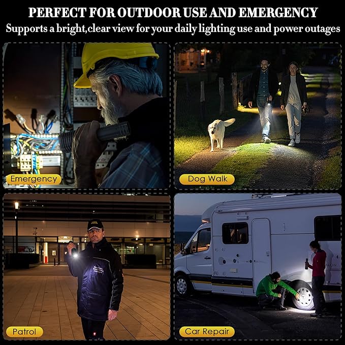 Super Bright Rechargeable Flashlights 2400000 High Lumen, Powerful LED Flashlight, IPX7 Waterproof Floodlight & Spotlight Flashlight 2-in-1 W/5 Modes for Camping, Emergency, Search & Rescue