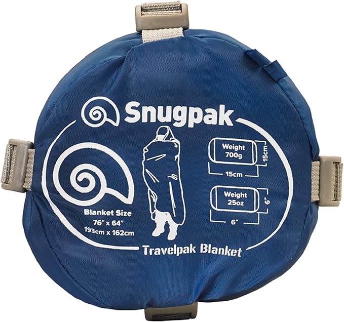 Snugpak Travelpak Blanket with Compression Stuff Sack, Lightweight, Petrol Blue, Standard 76 x 64 Inches
