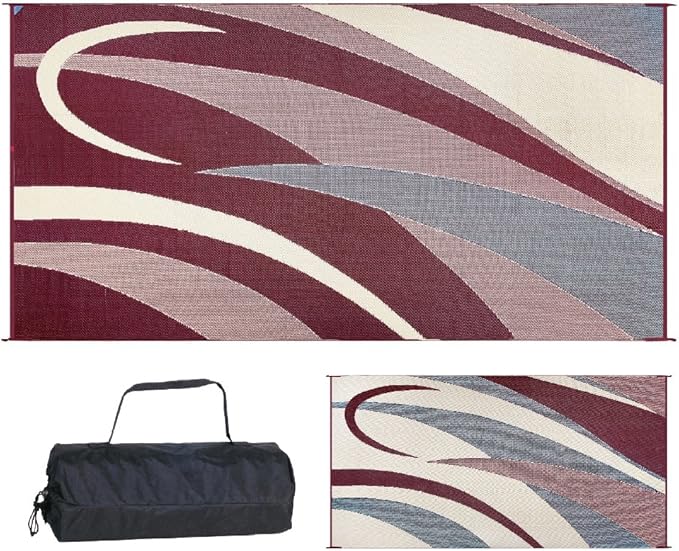 Stylish Camping GB5 Burgundy/Black 8' x 16' Graphic Mat