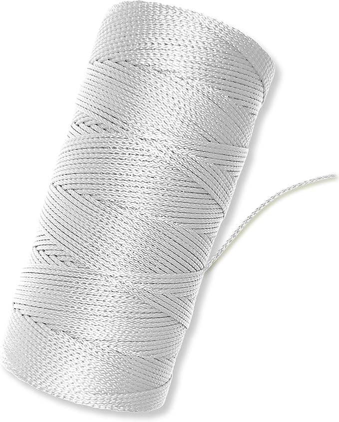 Bright White Mason Line String Line - #18 Braided Nylon String - 1,000 Ft Length - Nylon Twine for Gardening Or Masonry Tools - Construction String for String Level, Twine String for Gardening