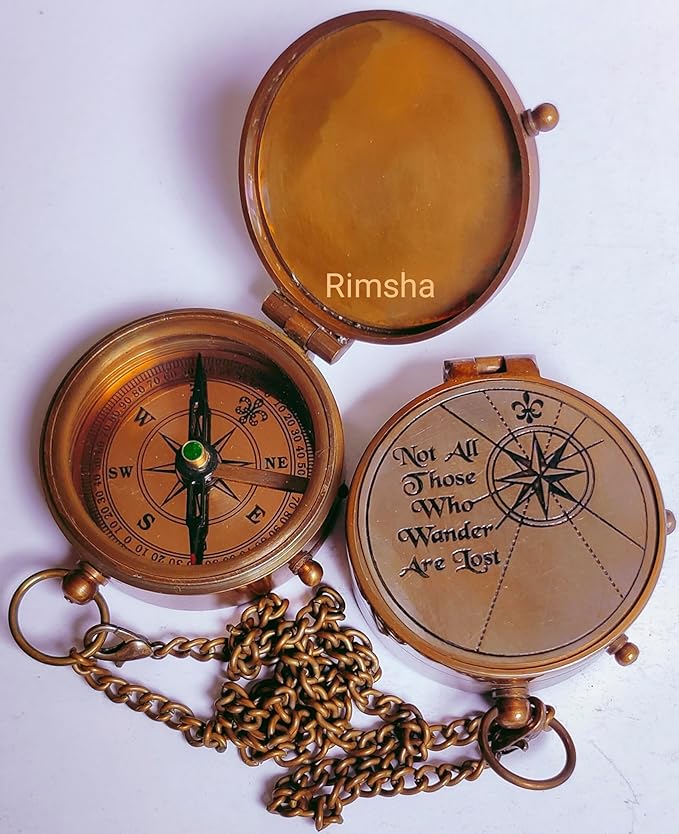Nautical Pocket Compass Not All Those Engraved Brass Camping Compass Engraved Pocket Compass for Trekking Survival Outdoor Item by SANA Nautical Compass, 5 x 5 x 1.8''