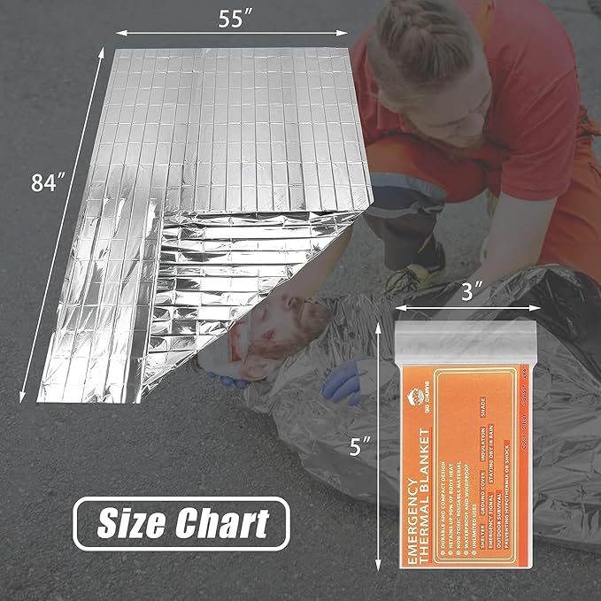 Emergency Mylar Thermal Blankets -Space Blanket Survival kit Camping Blanket (4-Pack). Perfect for Outdoors, Hiking, Survival, Bug Out Bag ,Marathons or First Aid 1