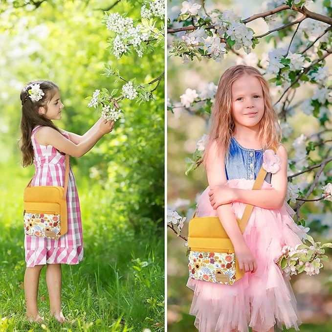 Leaper Girls Crossbody Purses for Kids 2 PCS Cross Body Bag Women Messenger Bag Girls Canvas Bag Cross Body Purse Set