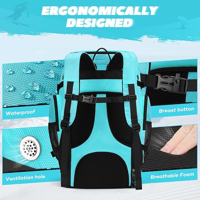 Maelstrom Ski Boot Bag,55L Large Ski Boots Travel Backpack for Men Women,Waterproof Snowboard Boot Bag for Skis Accessories