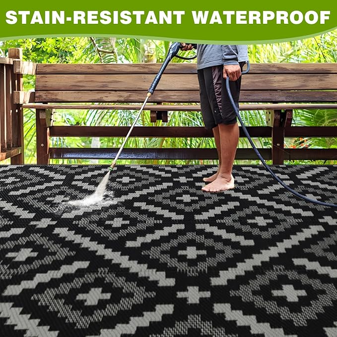 Outdoor Rug 8x10 ft Waterproof, Reversible Outdoor Plastic Straw Rug for Patios Clearance, Outdoor Area Rug Carpet RV Mat for Camping Backyard Deck Porch
