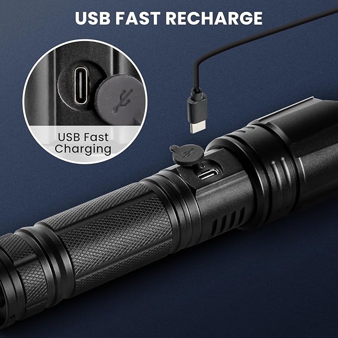 Rechargeable LED Flashlights High Lumens, 2 Pack Super Bright Flash Light with 5 Modes, High Powered Handheld Flashlight for Home Camping Hiking Night Work