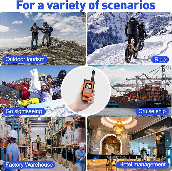 Walkie Talkies for Adults, Rechargeable Walkie Talkies Long Range 22 Channel Two-Way Radios with 1200mAh Li-ion Batteries and USB Charger for Biking,Camping,Hiking,2 Pack