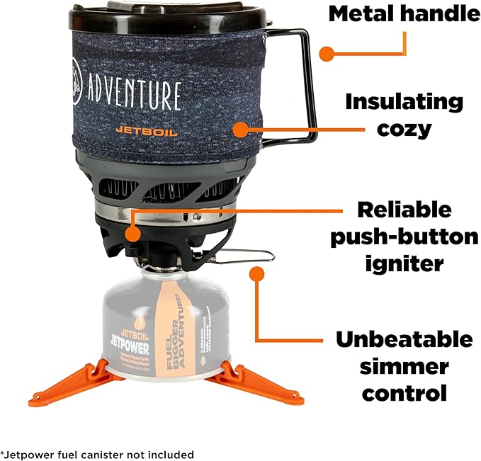 Jetboil MiniMo Camping and Backpacking Stove Cooking System with Adjustable Heat Control