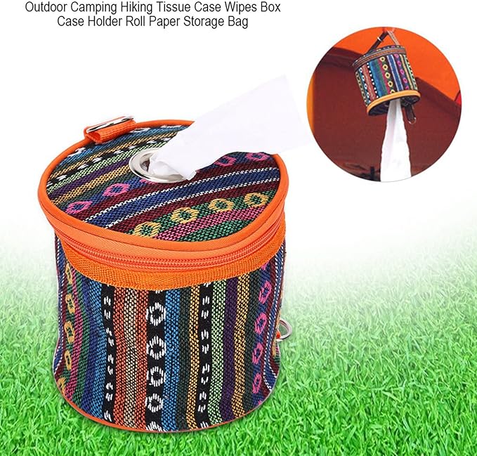 Uxsiya Outdoor Tissue Case Camping Hiking Wipes Box Foldable Roll Paper Storage Bag for Camping Tent