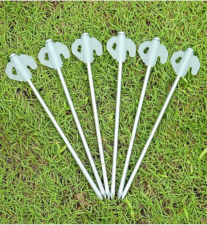8 pack Tent Stakes Heavy Duty Metal Ground Stake Camping Nails Pop Up Pegs Luminous Garden Stable Fixed Anchor Hook for Outdoor Pile Tarp Traveling Hiking Gear Equipment 8-inch 20CM