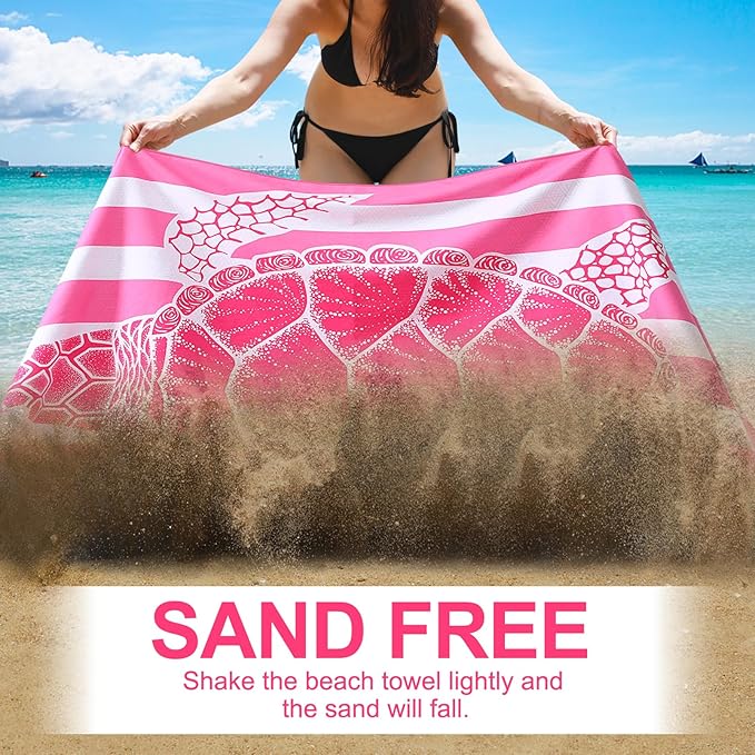 Genovega Microfiber Oversized Beach Towel Lightweight Thin Sandproof Compact Towels Women