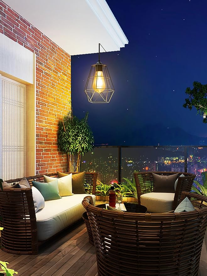 intelamp Solar Pendant Lights with Remote Control, Solar Powered Shed Light, 4000mAh Solar Powered Light Hanging Lights with 16.4ft Cable for Indoor and Outdoor Storage, Room,Home,Yard,Porch, Balcony