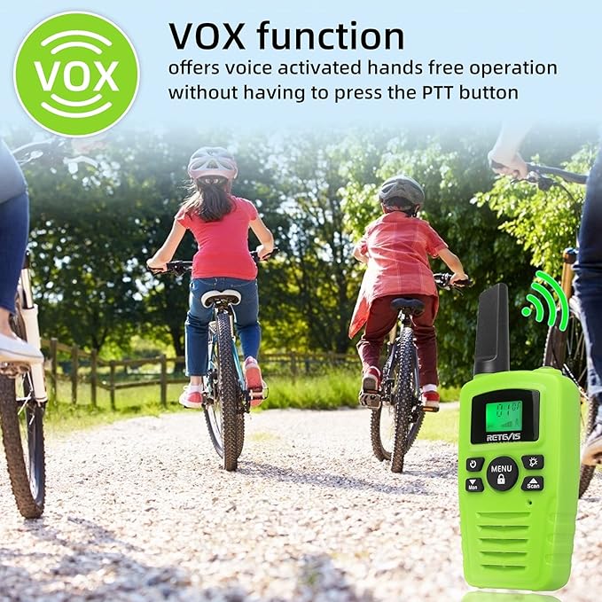 Retevis RA35 Walkie Talkies for Adults, Long Range Walkie Talkie, Easy to Use Flashlight VOX Handsfree, Toys Gifts for Boys Girls, Portable Two Way Radio 4 Pcs for Camping Hiking Travel