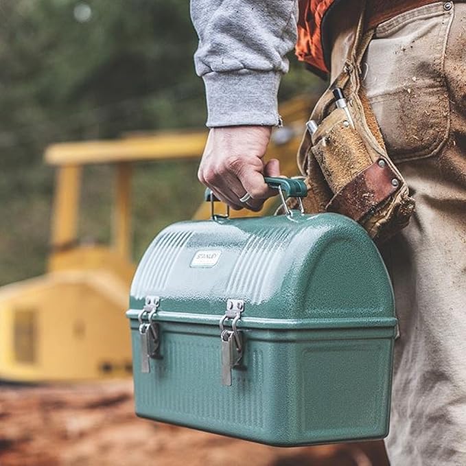 Stanley Classic Lunch Box 10 qt | Vintage Metal Lunchbox | Durable Meal Container with Handle and Latch | Stores Food, Drinks, Thermos, Water Bottle