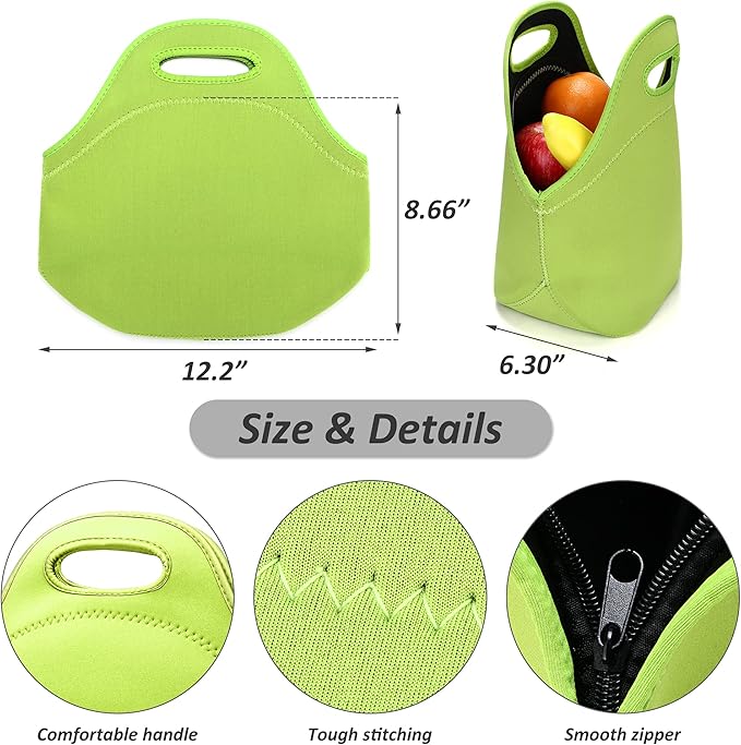 Neoprene Lunch Bags Thermal Insulated Lunch Tote Bag Reusable Washable Neoprene Picnic Bag for Women Men