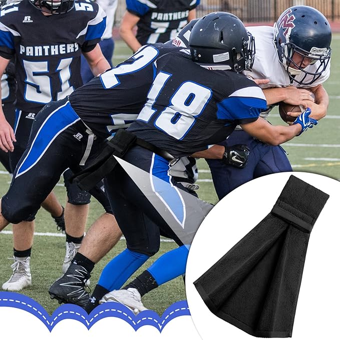 Shimeyao 2 Pcs Football Towel Cotton Sports Football Field Towel Pitching Towel with Closure Football Sweat Towel for Football Gym Men Women Accessories (Black)