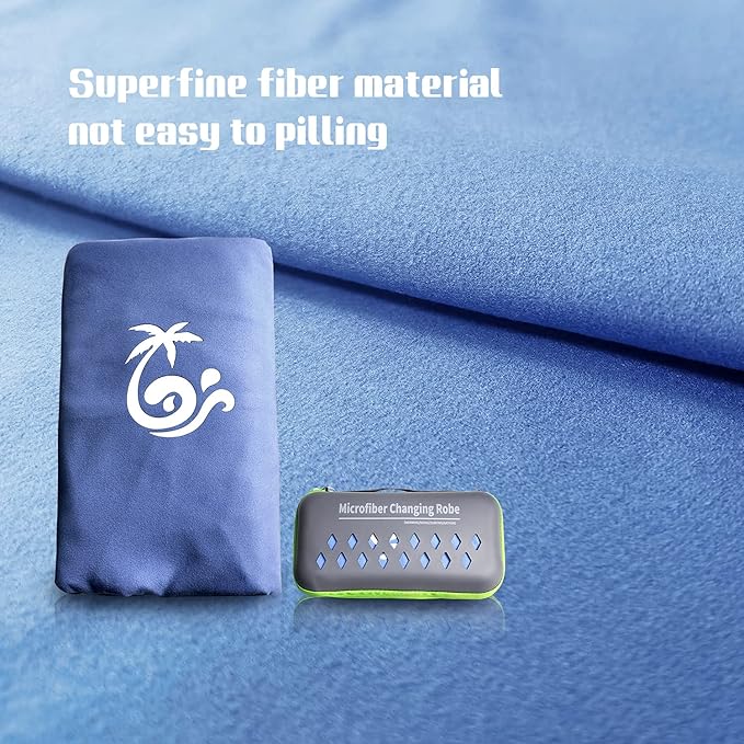 Surf Poncho Changing Robe Towel with Box, Microfiber Women Men Changing Ponchos Surfer Robe for Surfing, Swim, Beach as Gifts(One Size Fit All)
