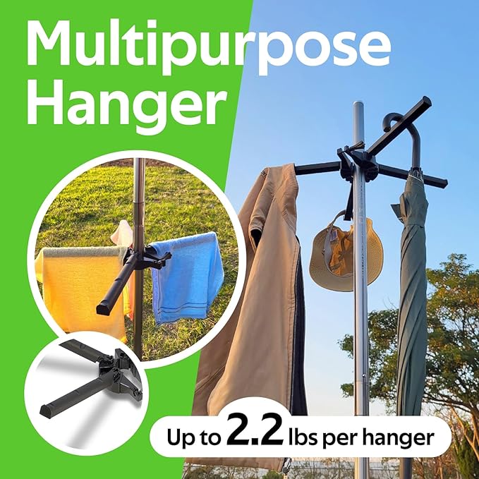 Outdoor Light Pole Camping Hanger, Rubber Non-Slip Design for Hanging Lantern Stand and Hanger Hook Pole