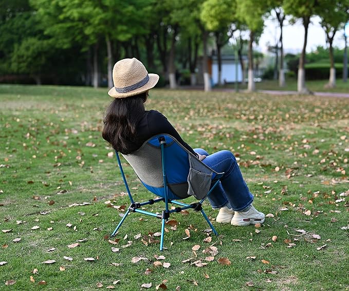 MARCHWAY Ultralight Folding Camping Chair, Heavy Duty Portable Compact for Outdoor Camp, Travel, Beach, Picnic, Festival, Hiking, Lightweight Backpacking (Bright Blue)