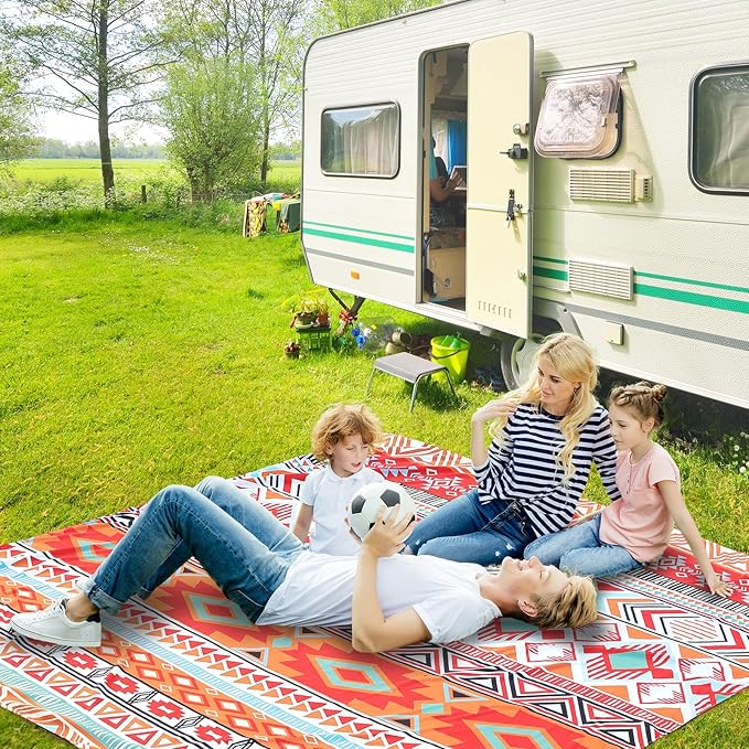 Beach Blanket, Sandproof Beach Mat, Waterproof Quick Drying Lightweight Outdoor Picnic Mat 120"x108" for 2-8 Adults with Pocket for Travel, Camping, Hiking