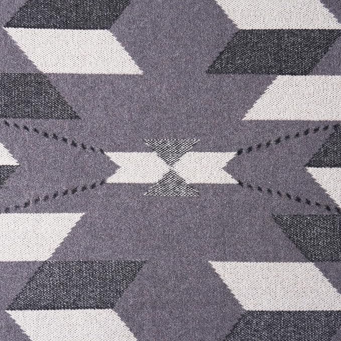 PuTian Merino Wool Blanket - Large Warm Soft Washable Camp Blanket Throw for Bed Couch Camping Outdoor Travel Emergency, Grey Geometry