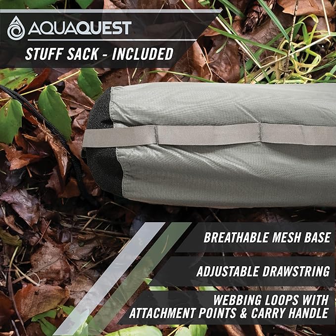 AquaQuest Defender Camping Tarp - Heavy Duty Tent Shelter or Rain Fly - Waterproof Camping Essentials for Hiking, Bushcraft & Hammock, 10 x 10 ft, Stealth Gray